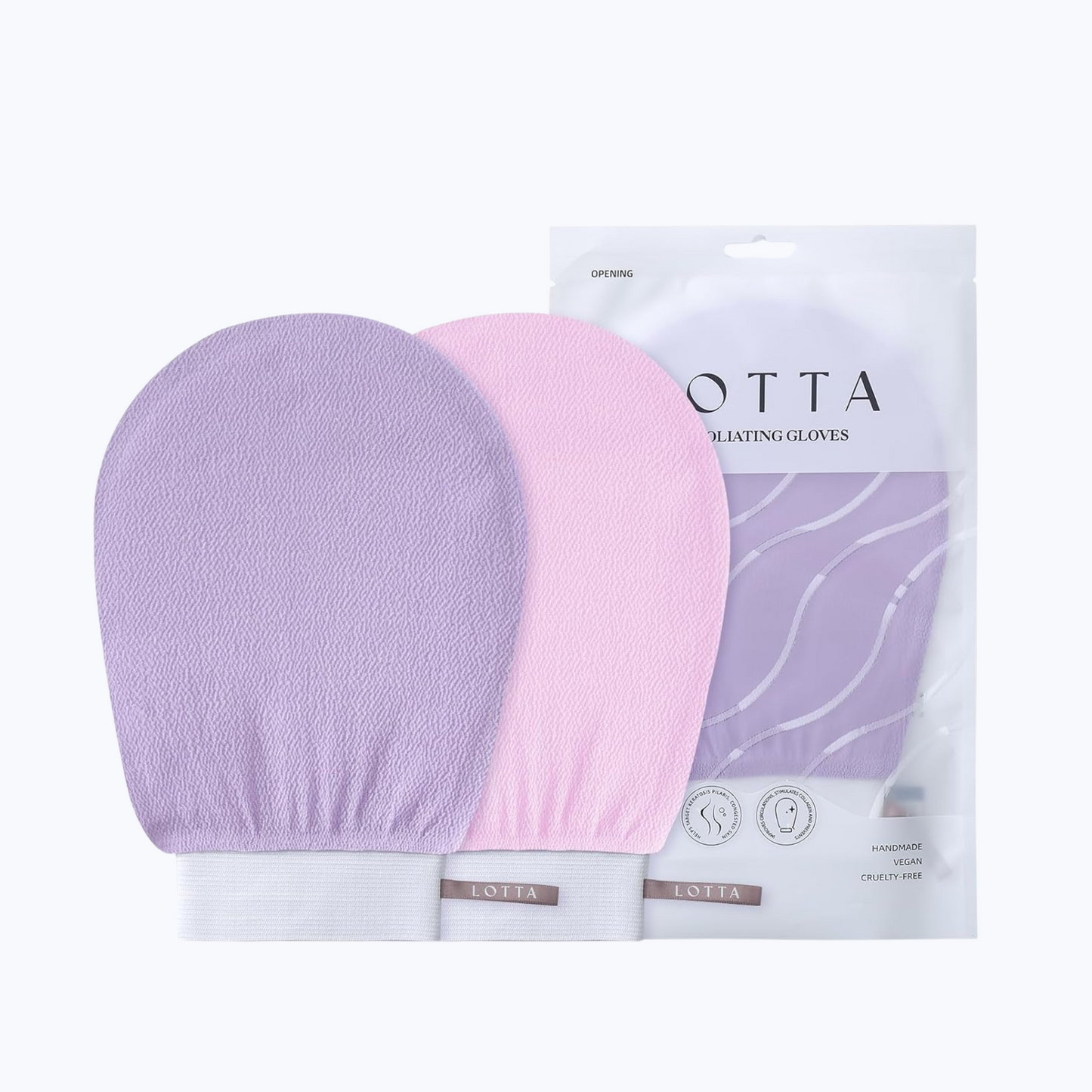 Icon™ LOTTA Exfoliating Gloves 2Pcs Deep Exfoliation Mitt of 150D Shower Body Scrub Exfoliant Scrubber Glove Skin for Cleanse Dead or Dry Skin 100% Viscose Fiber Suitable for Men and Women